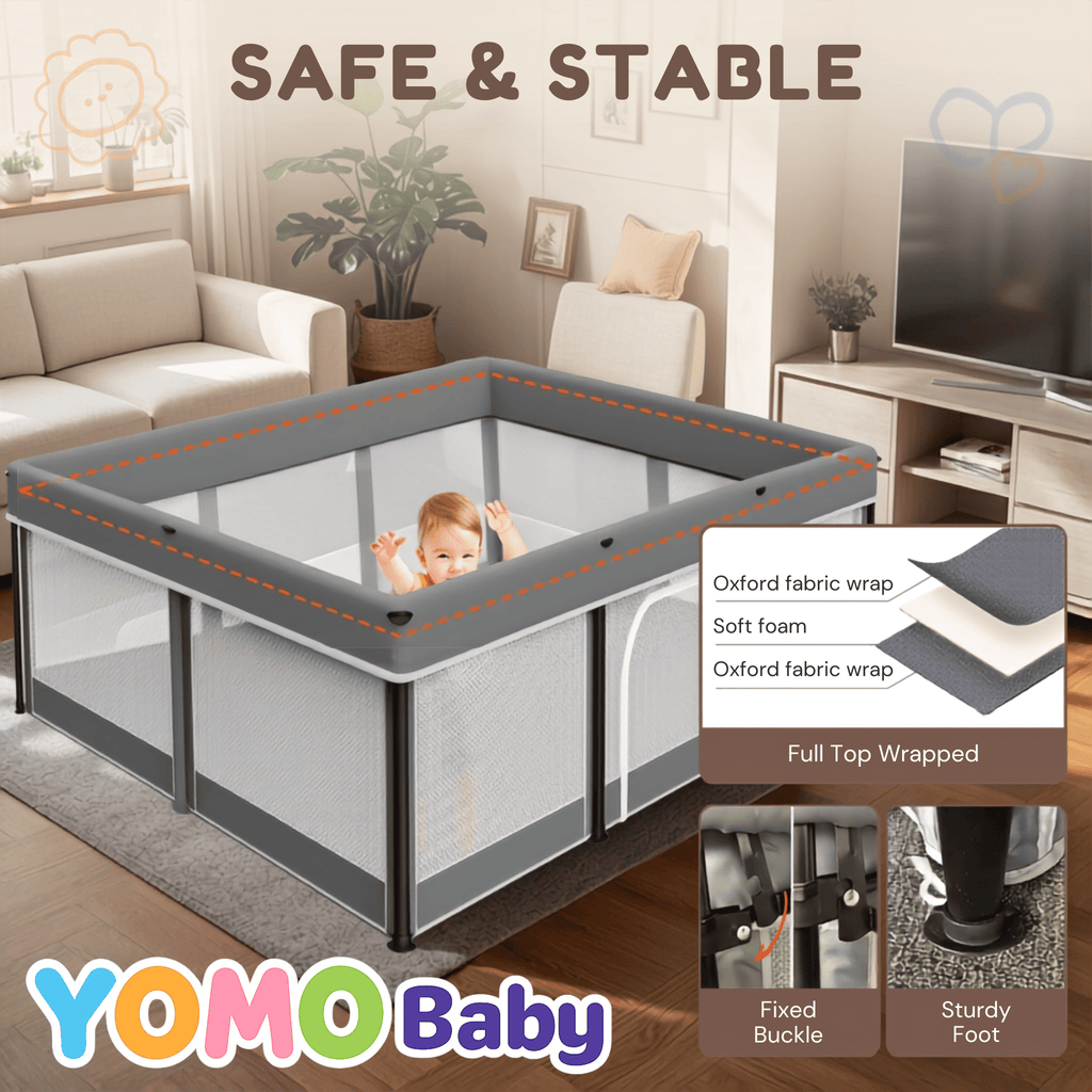 YOMO Baby Foldable Playpen for Baby and Kids 127 * 127 CM