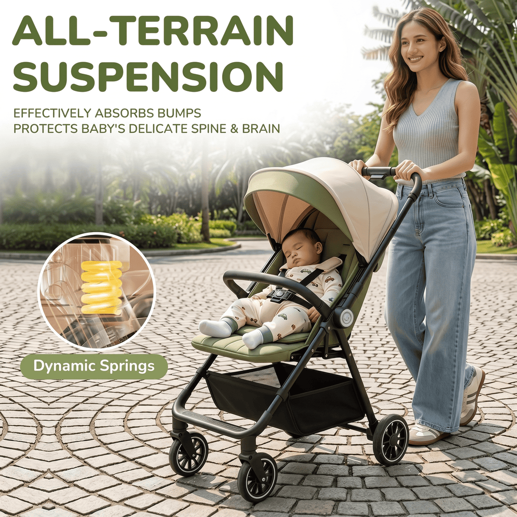 YOMO Baby Stroller Cabin Approved 1-Click Folding Stroller 2-Way Reversible Push Handle 0-6 Years Old Stroller for Kids