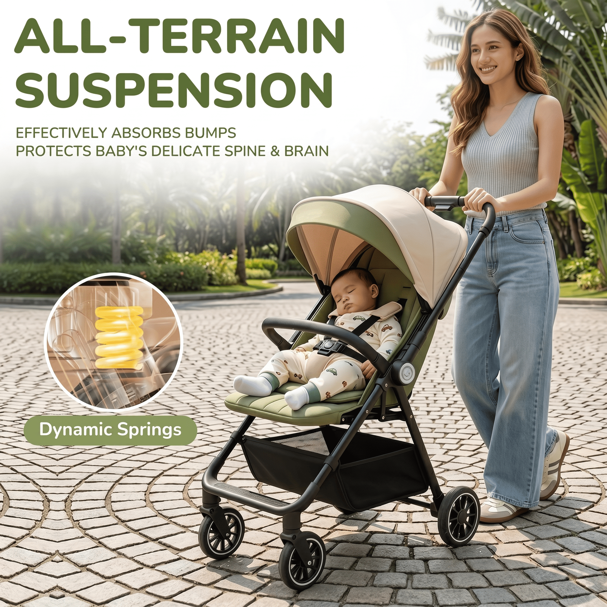 YOMO Baby Stroller Cabin Approved 1-Click Folding Stroller 2-Way Reversible Push Handle 0-6 Years Old Stroller for Kids