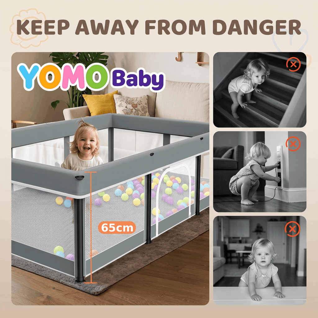YOMO Baby Foldable Playpen for Baby and Kids 127 * 127 CM