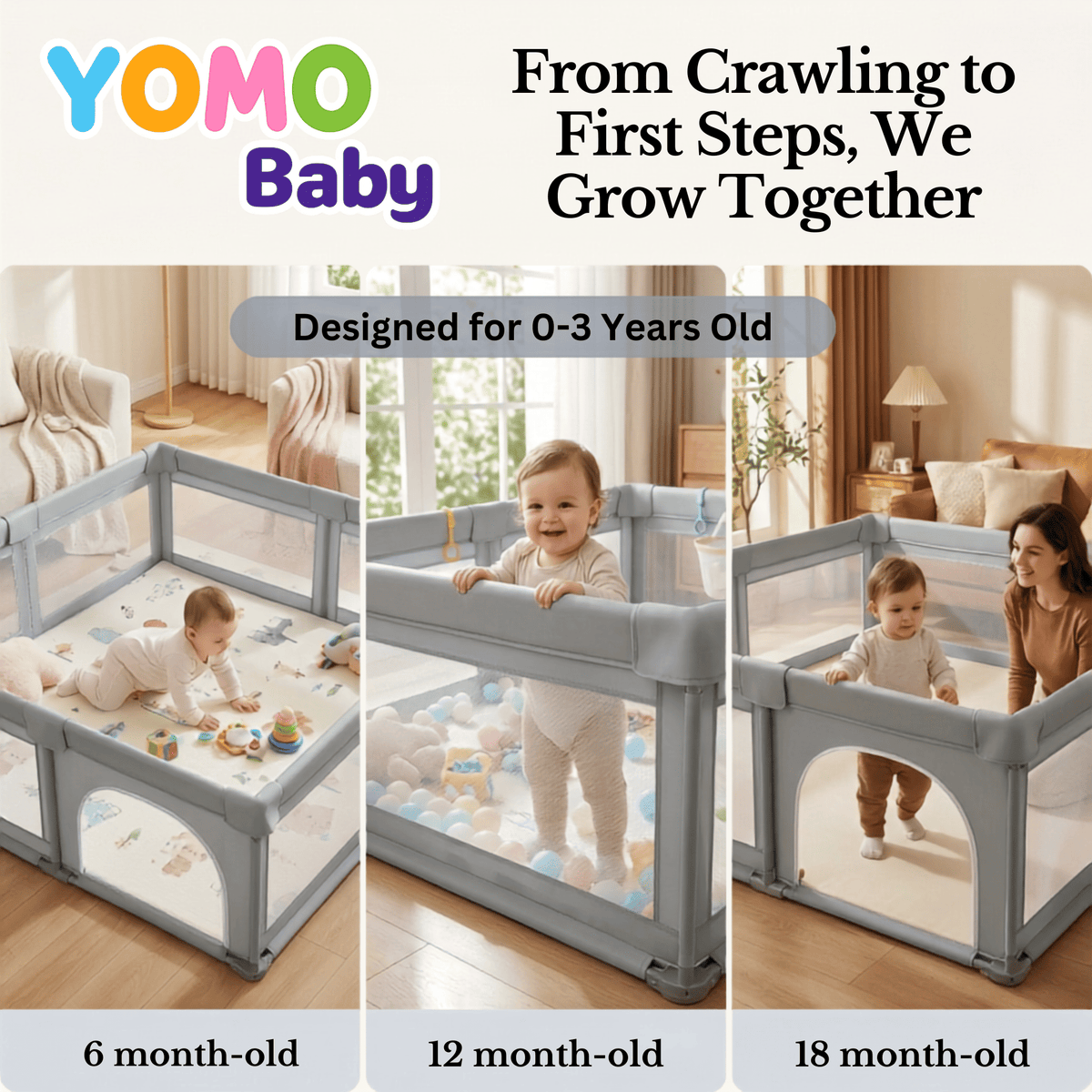 YOMO Baby Foldable Playpen for Baby and Kids 127 * 127 CM