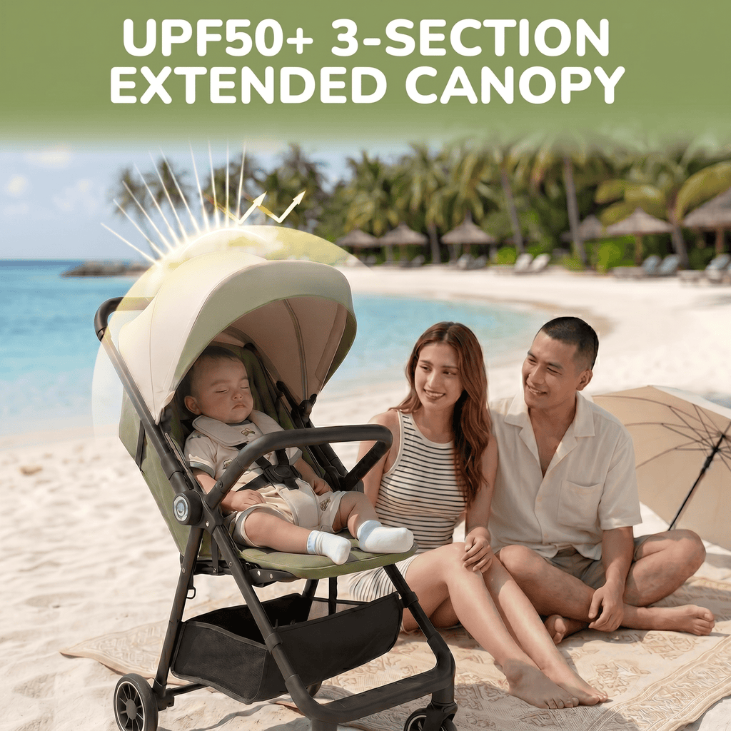 YOMO Baby Stroller Cabin Approved 1-Click Folding Stroller 2-Way Reversible Push Handle 0-6 Years Old Stroller for Kids