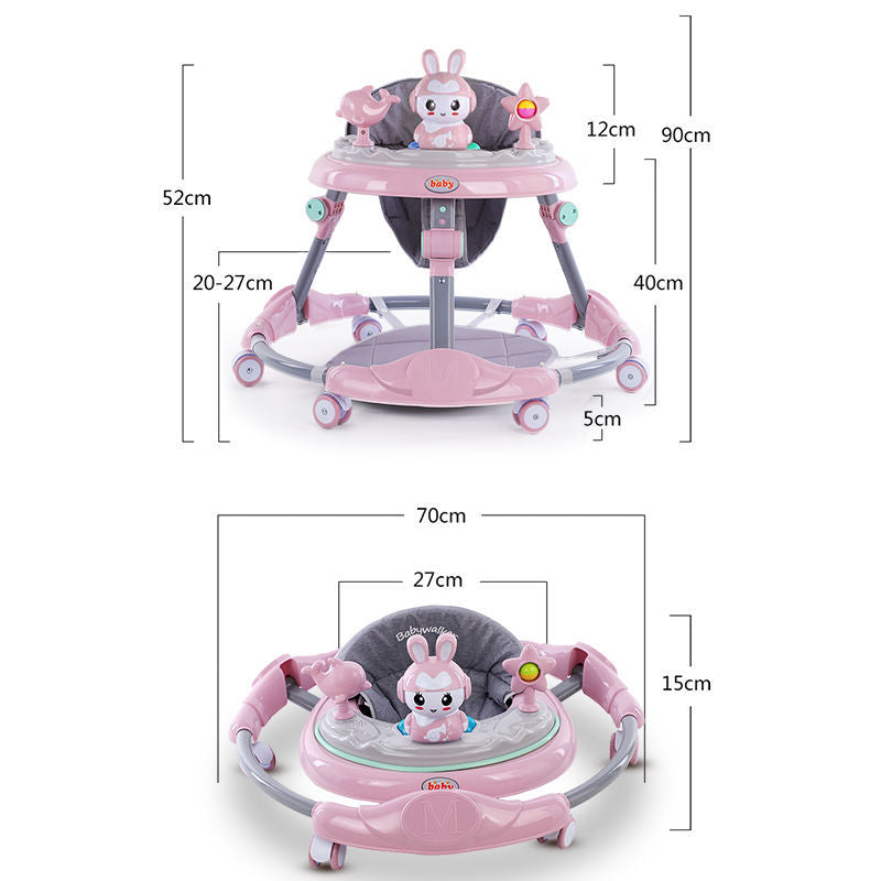 YOMO Baby Walker for Baby Foldable Walker Stroller with Music and Toy Adjustable Height Walker for Baby Boy & Girl