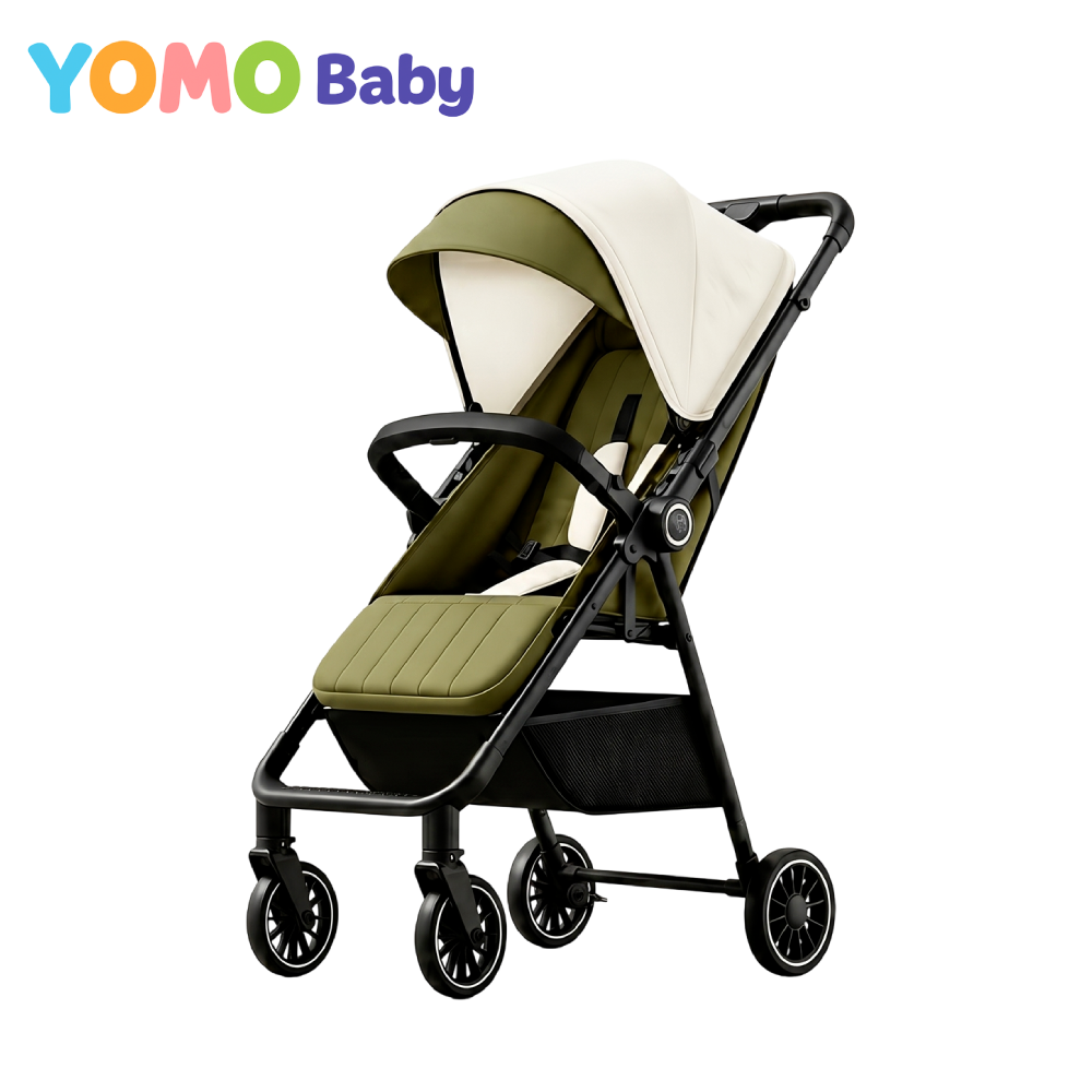 YOMO Baby Stroller Cabin Approved 1-Click Folding Stroller 2-Way Reversible Push Handle 0-6 Years Old Stroller for Kids