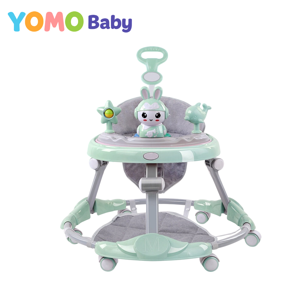 YOMO Baby Walker for Baby Foldable Walker Stroller with Music and Toy Adjustable Height Walker for Baby Boy & Girl