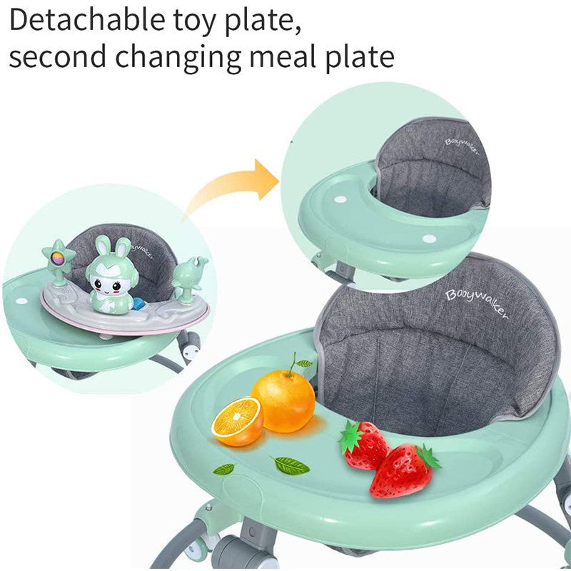 YOMO Baby Walker for Baby Foldable Walker Stroller with Music and Toy Adjustable Height Walker for Baby Boy & Girl