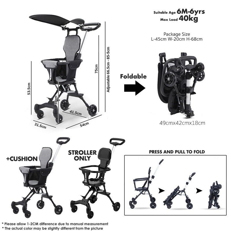 YOMO Baby Lightweight Foldable Stroller for Baby Two Way Stroller Hand Push Stroller Baby Carrier Cabin Approved
