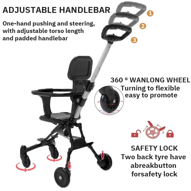 YOMO Baby Lightweight Foldable Stroller for Baby Two Way Stroller Hand Push Stroller Baby Carrier Cabin Approved